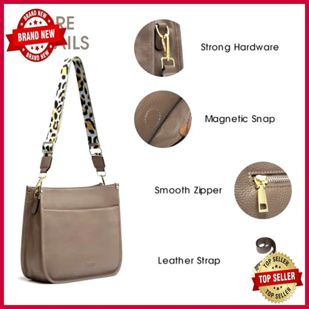 Leather Hobo Crossbody Bag with Adjustable Strap, 11.8x10.6 Inches